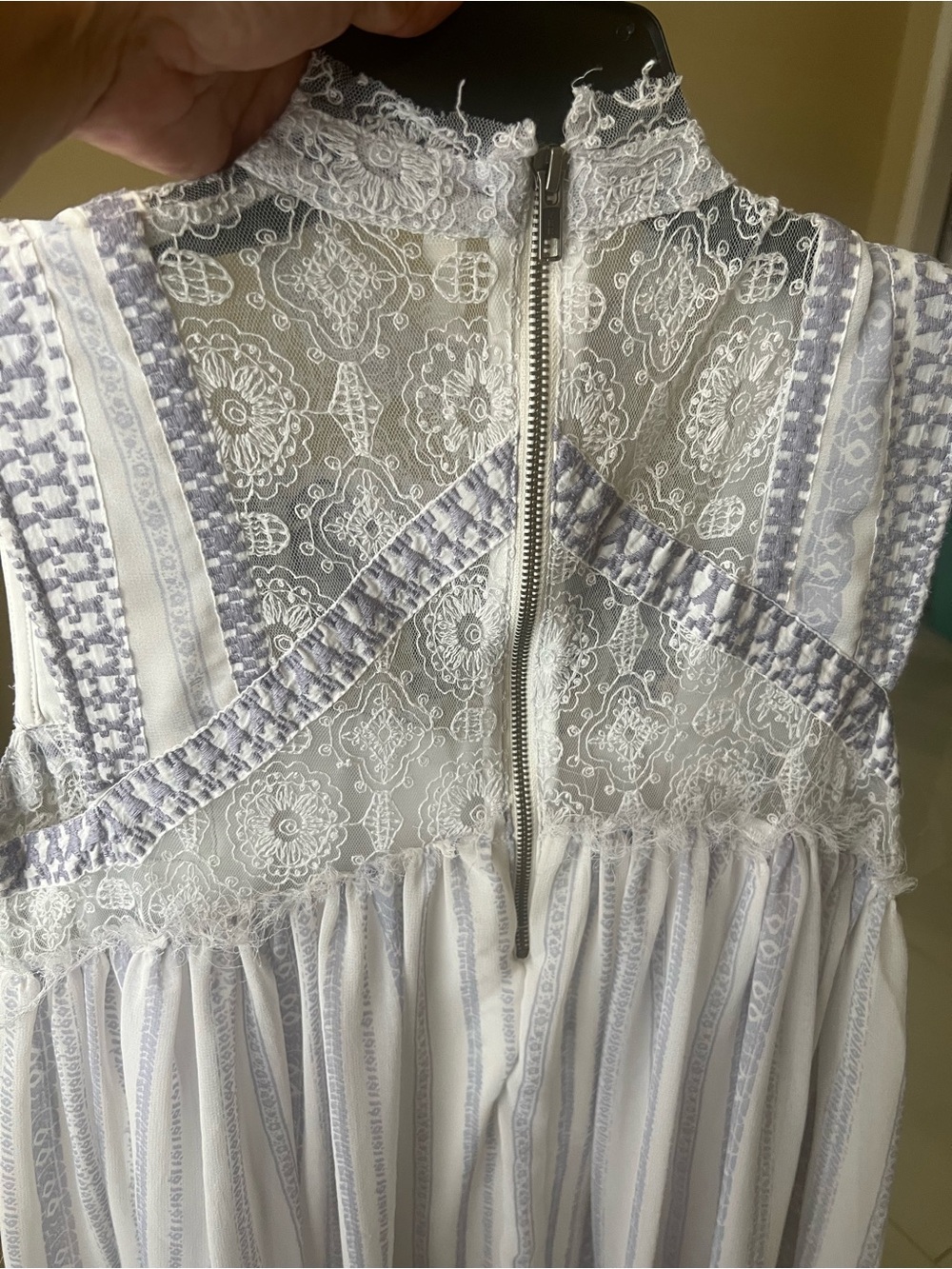 We The Free Lace & Embroidered Mini Dress in Taupe Cream - Picture 2 of 10